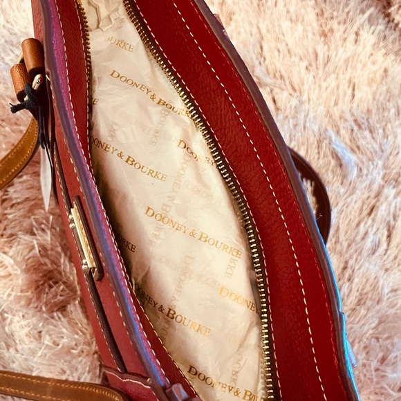 Dooney & Bourke Red and Brown Pebbled Leather Tote - Picture 7 of 11